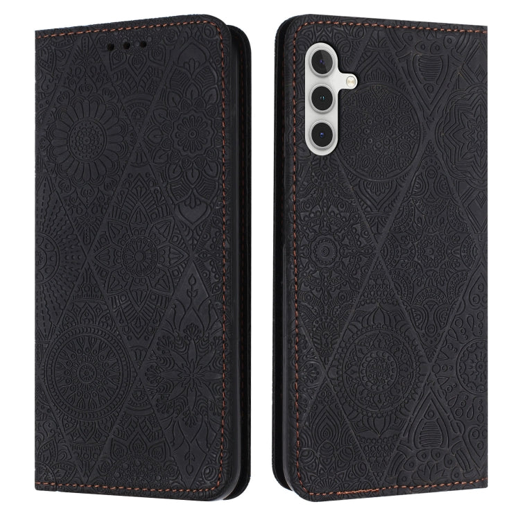 For Samsung Galaxy S25+ 5G Ethnic Embossed Adsorption Leather Phone Case(Black) - Galaxy S25+ 5G Cases by buy2fix | Online Shopping UK | buy2fix