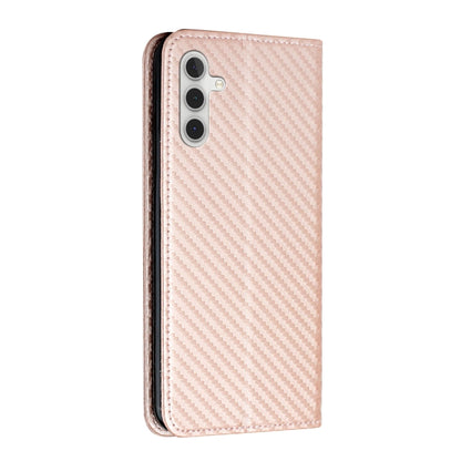 For Samsung Galaxy S25+ 5G Carbon Fiber Texture Magnetic Flip Leather Phone Case(Rose Gold) - Galaxy S25+ 5G Cases by buy2fix | Online Shopping UK | buy2fix