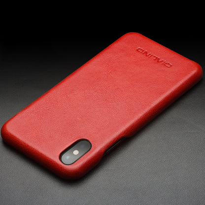 For iPhone X / XS QIALINO Shockproof Cowhide Leather Protective Case(Red) - More iPhone Cases by QIALINO | Online Shopping UK | buy2fix