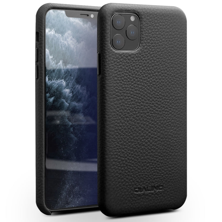 For iPhone 11 Pro Max QIALINO Shockproof Top-grain Leather Protective Case(Black) - iPhone 11 Pro Max Cases by QIALINO | Online Shopping UK | buy2fix