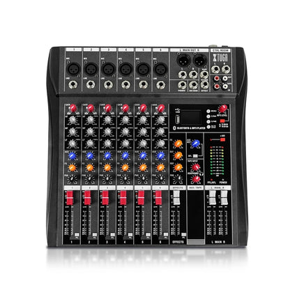 XTUGA CT60X 6-Channels Audio Mixer DJ Mixing Console with 48V Power Supply(UK Plug) - Live Sound Effects Processors by XTUGA | Online Shopping UK | buy2fix