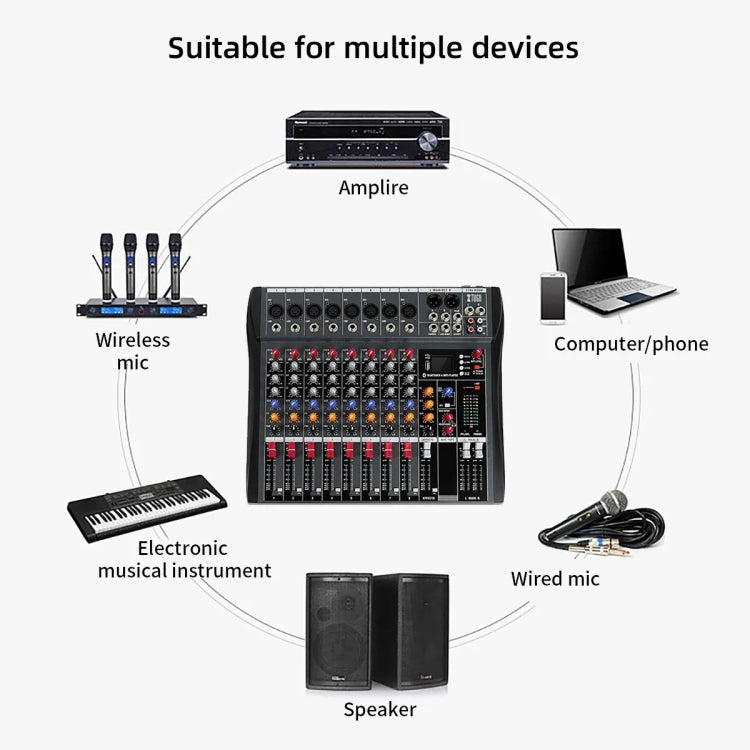 XTUGA CT80X 8-Channels Audio Mixer DJ Mixing Console with 48V Power Supply(AU Plug) - Live Sound Effects Processors by XTUGA | Online Shopping UK | buy2fix