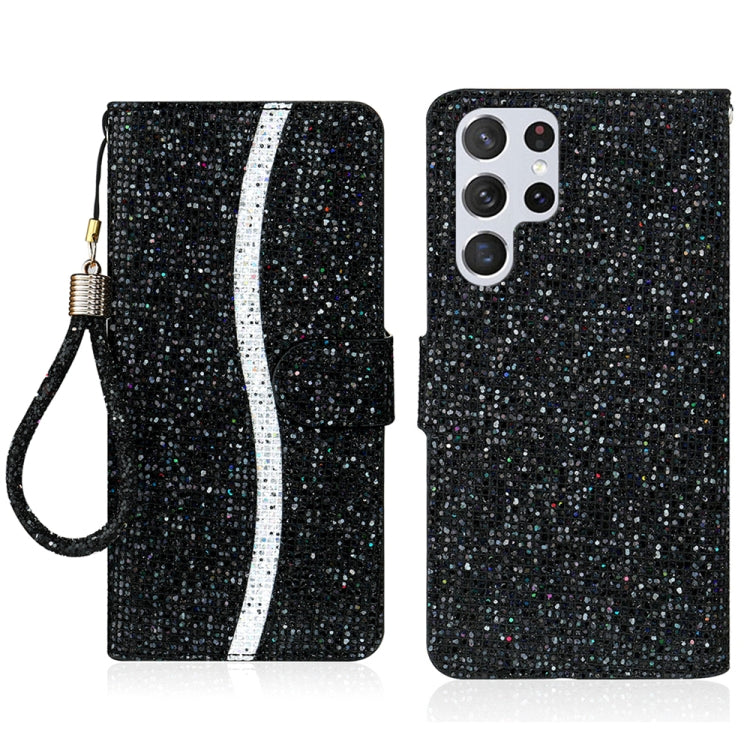 For Samsung Galaxy S25 Ultra 5G Glitter Powder Filp Leather Phone Case(Black) - Galaxy S25 Ultra 5G Cases by buy2fix | Online Shopping UK | buy2fix