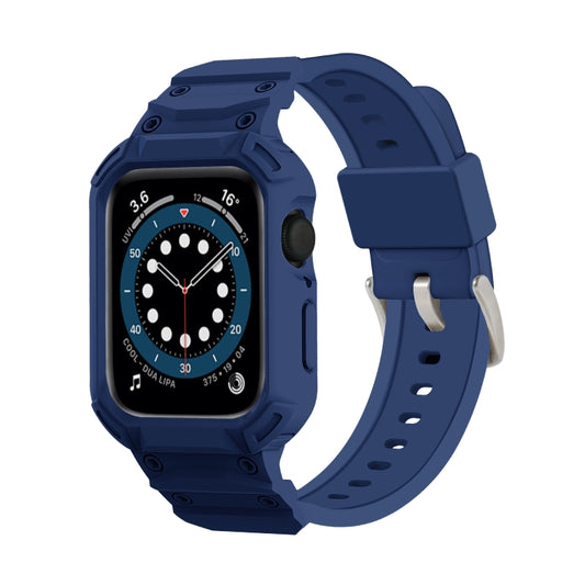 For Apple Watch Series 10 46mm Armor TPU Case Integrated Watch Band(Midnight Blue) - Watch Cases by buy2fix | Online Shopping UK | buy2fix