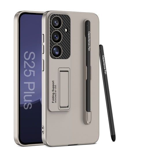 For Samsung Galaxy S25 5G GKK Ultra-thin Holder Phone Case with Pen Slots & Stylus Pen(Titanium Gray) - Galaxy S25 5G Cases by GKK | Online Shopping UK | buy2fix