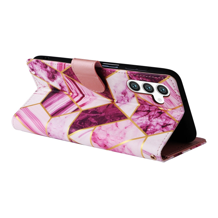 For Samsung Galaxy S25 5G Marble Bronzing Stitching Leather Phone Case(Purple) - Galaxy S25 5G Cases by buy2fix | Online Shopping UK | buy2fix