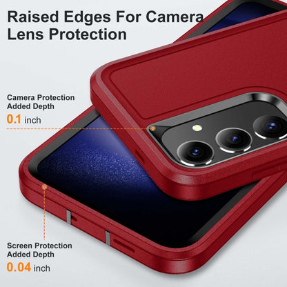 For Samsung Galaxy S24+ / S25+ 5G Rugged PC Hybrid Silicone Phone Case with Holder(Red+Black) - Galaxy S25+ 5G Cases by buy2fix | Online Shopping UK | buy2fix