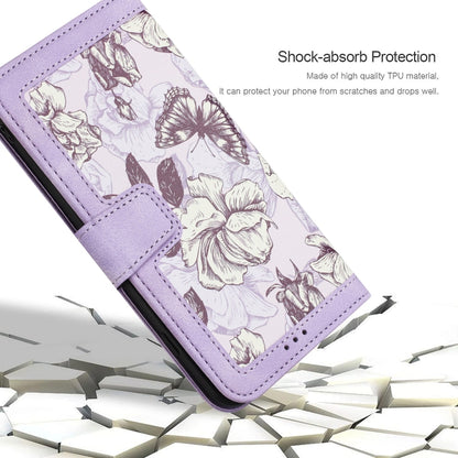 For Samsung Galaxy S25 Ultra 5G Floral Pattern Leather Phone Case with Lanyard(Light Purple) - Galaxy S25 Ultra 5G Cases by buy2fix | Online Shopping UK | buy2fix