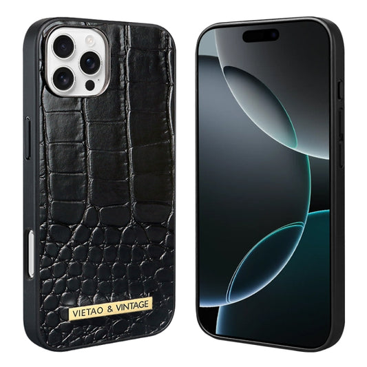 For iPhone 16 Pro Max VIETAO Alligator Texture PU Phone Case(Black) - iPhone 16 Pro Max Cases by VIETAO | Online Shopping UK | buy2fix