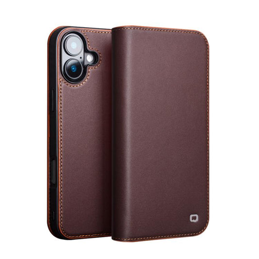 For iPhone 16 QIALINO Classic Gen2 Genuine Leather Phone Case(Brown) - iPhone 16 Cases by QIALINO | Online Shopping UK | buy2fix