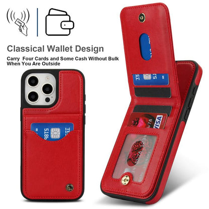 For iPhone 16 Pro Max AwQuer Vertical Flip Card Bag Holder Leather Phone Case(Red) - iPhone 16 Pro Max Cases by Awquer | Online Shopping UK | buy2fix