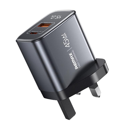 REMAX U2-AC 45W USB and Type-C GaN Digital Display Fast Charger, Specification:UK Plug - USB Charger by REMAX | Online Shopping UK | buy2fix