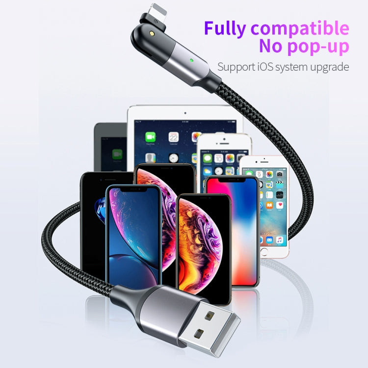 FXCL-WYA0G 2.4A USB to 8 Pin 180 Degree Rotating Elbow Charging Cable, Length:2m(Grey) - Normal Style Cable by buy2fix | Online Shopping UK | buy2fix