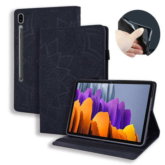 For Samsung Galaxy Tab S8+ / Tab S8 Plus /  Tab S7 FE / Tab S7+ Calf Texture Embossed Horizontal Flip Leather Case with Holder & Card Slots & Photo Frame(Black) - Galaxy Tab S8+ Cases by buy2fix | Online Shopping UK | buy2fix