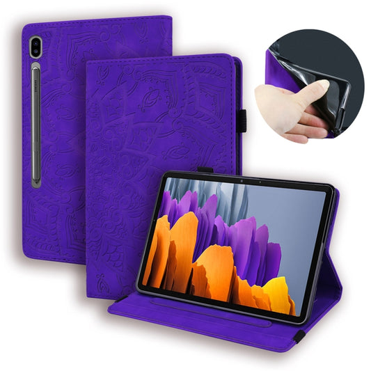 For Samsung Galaxy Tab S8+ / Tab S8 Plus /  Tab S7 FE / Tab S7+ Calf Texture Embossed Horizontal Flip Leather Case with Holder & Card Slots & Photo Frame(Purple) - Galaxy Tab S8+ Cases by buy2fix | Online Shopping UK | buy2fix