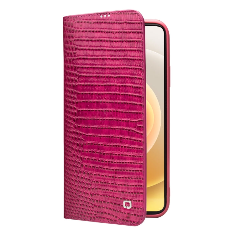 For iPhone 12 mini QIALINO Crocodile Texture Horizontal Flip Leather Case with Card Slots & Wallet (Rose Red) - iPhone 12 mini Cases by QIALINO | Online Shopping UK | buy2fix