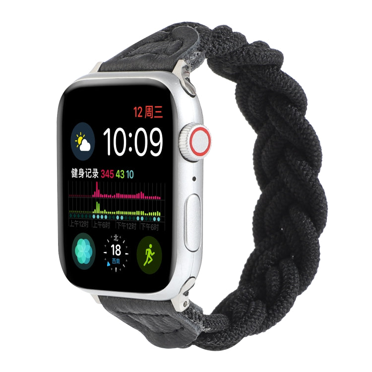 Elastic Woven Watch Band For Apple Watch Ultra 49mm&Watch Ultra 2 49mm / Series 9&8&7 45mm / SE 3&SE 2&6&SE&5&4 44mm / 3&2&1 42mm, Length:120mm(Black) - Watch Bands by buy2fix | Online Shopping UK | buy2fix