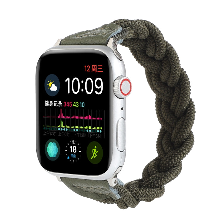 Elastic Woven Watch Band For Apple Watch Ultra 49mm&Watch Ultra 2 49mm / Series 9&8&7 45mm / SE 3&SE 2&6&SE&5&4 44mm / 3&2&1 42mm, Length:120mm(Dark Green) - Watch Bands by buy2fix | Online Shopping UK | buy2fix