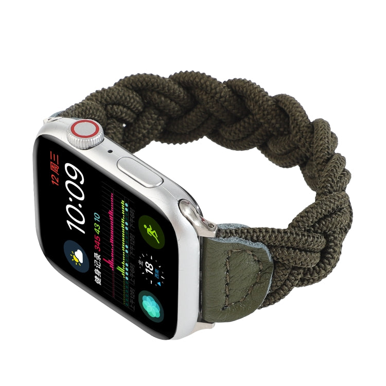 Elastic Woven Watch Band For Apple Watch Ultra 49mm&Watch Ultra 2 49mm / Series 9&8&7 45mm / SE 3&SE 2&6&SE&5&4 44mm / 3&2&1 42mm, Length:120mm(Dark Green) - Watch Bands by buy2fix | Online Shopping UK | buy2fix