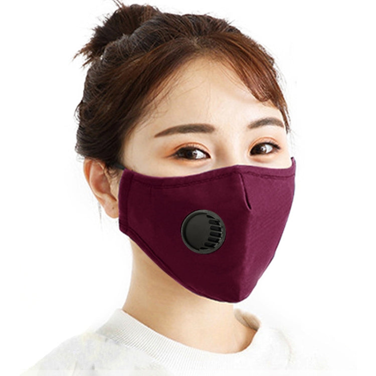 For Men Women Washable Replaceable Filter Breath-Valve PM2.5 Dustproof Face Mask(Dark Red) - Protect Case by buy2fix | Online Shopping UK | buy2fix