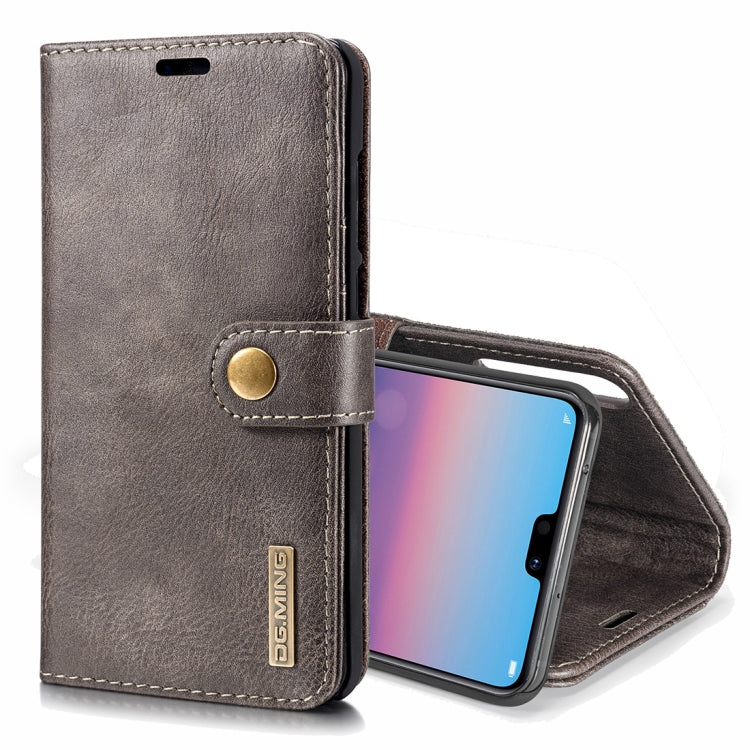 Crazy Horse Texture Flip Detachable Magnetic Leather Case for Huawei P20 Pro, with Holder & Card Slots & Wallet(Grey) - Huawei Cases by DG.MING | Online Shopping UK | buy2fix