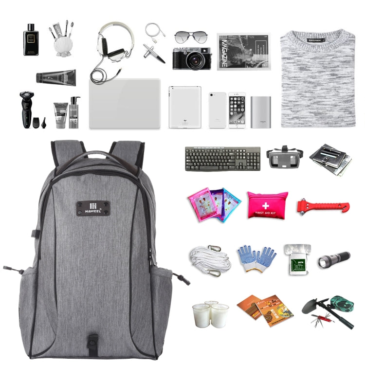 HAWEEL 14W Foldable Removable Solar Power Outdoor Portable Canvas Dual Shoulders Laptop Backpack, USB Output: 5V 2.1A Max(Grey) - Backpack by HAWEEL | Online Shopping UK | buy2fix