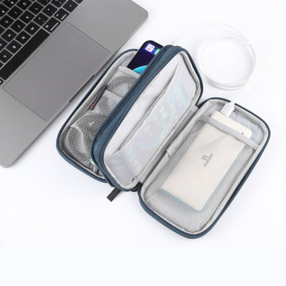 HAWEEL Electronic Organizer Double Layers Storage Bag for Cables, Charger, Power Bank, Phones, Earphones(Dark Blue) - Digital Storage Bag by HAWEEL | Online Shopping UK | buy2fix