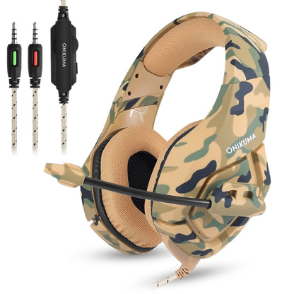 ONIKUMA K1-B Deep Bass Noise Canceling Camouflage Gaming Headphone with Microphone(Yellow) - Multimedia Headset by ONIKUMA | Online Shopping UK | buy2fix