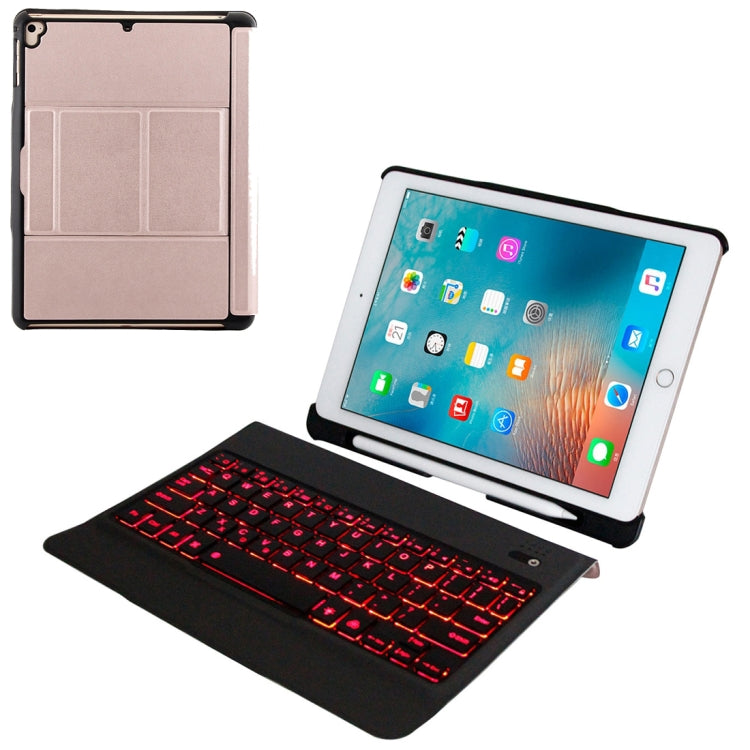 T-201D Detachable Bluetooth 3.0 Ultra-thin Keyboard + Lambskin Texture Leather Tablet Case for iPad Air / Air 2 / iPad Pro 9.7 inch, Support Multi-angle Adjustment / Backlight (Pink) - For iPad Pro by buy2fix | Online Shopping UK | buy2fix