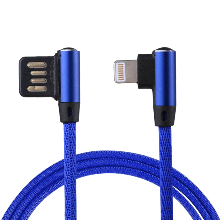 1m 2.4A Output USB to 8 Pin Double Elbow Design Nylon Weave Style Data Sync Charging Cable(Dark Blue) - Normal Style Cable by buy2fix | Online Shopping UK | buy2fix