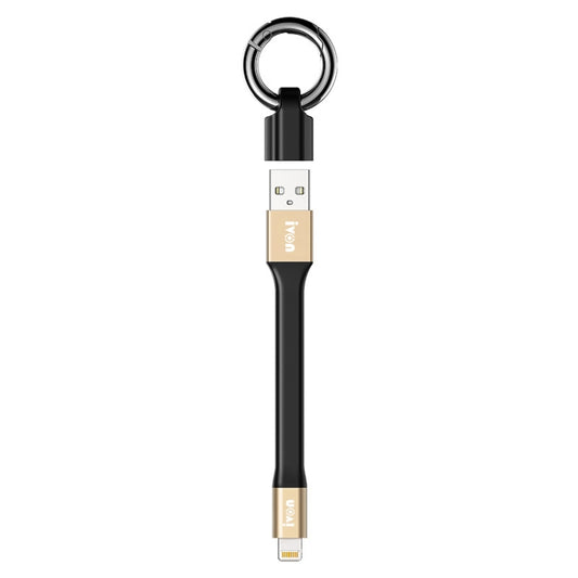 IVON CA90 2.4A USB to 8 Pin Portable Data Cable with Ring, Length: 14.5cm(Champagne Gold) - Normal Style Cable by IVON | Online Shopping UK | buy2fix