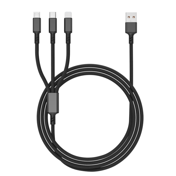 Braided 3A 3 in 1 USB to Type-C / 8 Pin / Micro USB Fast Charging Cable, Cable Length: 1.2m(Black) - Multifunction Cable by buy2fix | Online Shopping UK | buy2fix