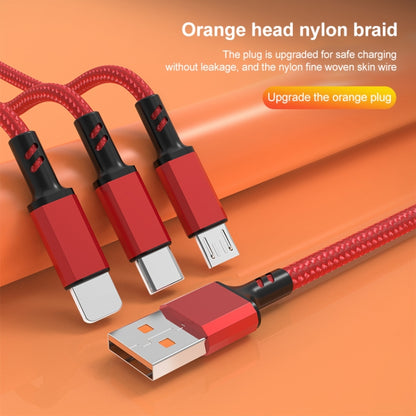 Orange Plug 3A 3 in 1 USB to Type-C / 8 Pin / Micro USB Fast Charging Cable, Cable Length: 1.2m(Black) - Multifunction Cable by buy2fix | Online Shopping UK | buy2fix