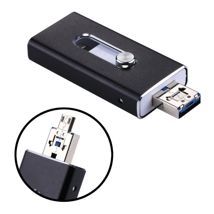 RQW-02 3 in 1 USB 2.0 & 8 Pin & Micro USB 32GB Flash Drive(Black) - U Disk & Card Reader by buy2fix | Online Shopping UK | buy2fix