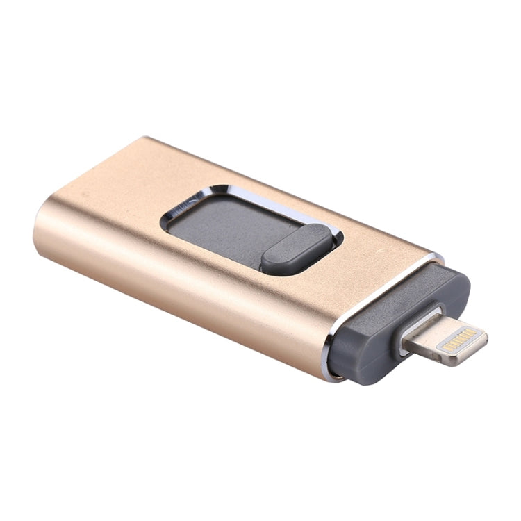 easyflash RQW-01B 3 in 1 USB 2.0 & 8 Pin & Micro USB 64GB Flash Drive(Gold) - U Disk & Card Reader by buy2fix | Online Shopping UK | buy2fix