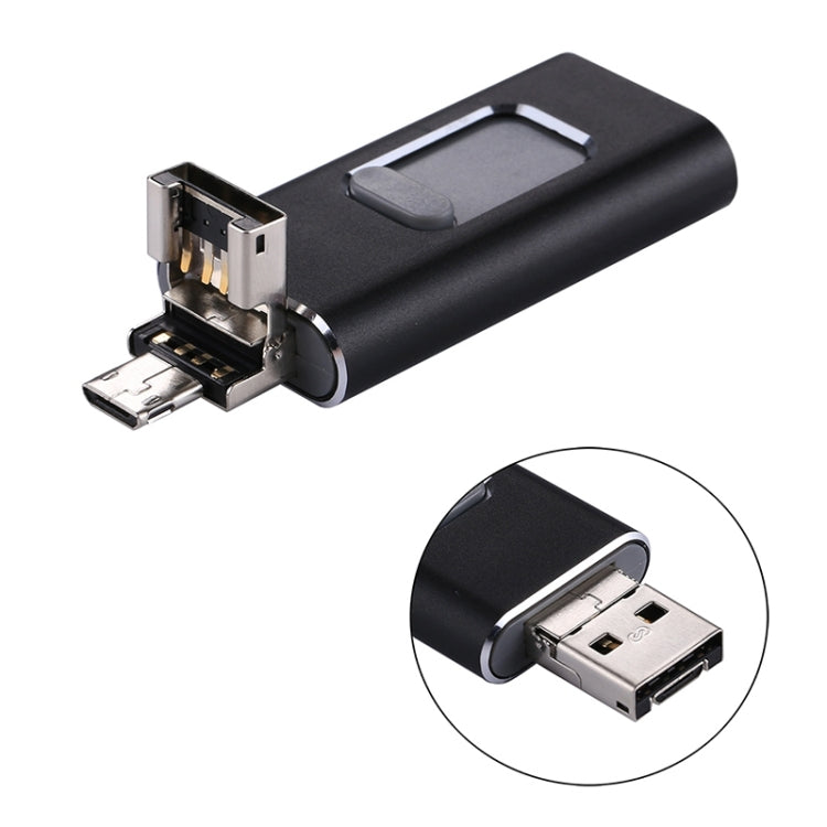 easyflash RQW-01B 3 in 1 USB 2.0 & 8 Pin & Micro USB 128GB Flash Drive(Black) - U Disk & Card Reader by buy2fix | Online Shopping UK | buy2fix