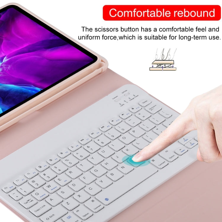 TG11B Detachable Bluetooth White Keyboard + Microfiber Leather Tablet Case for iPad Pro 11 inch (2020), with Pen Slot & Holder (Pink) - For iPad Pro by buy2fix | Online Shopping UK | buy2fix