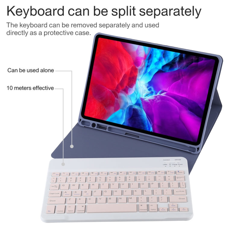 TG11B Detachable Bluetooth Pink Keyboard + Microfiber Leather Tablet Case for iPad Pro 11 inch (2020), with Pen Slot & Holder (Purple) - For iPad Pro by buy2fix | Online Shopping UK | buy2fix