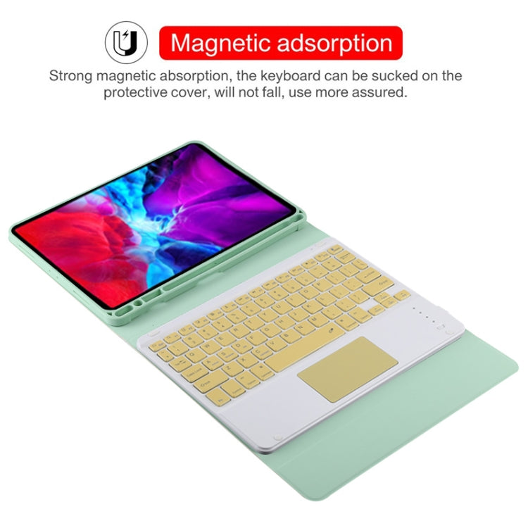 TG11BC Detachable Bluetooth Yellow Keyboard Microfiber Leather Tablet Case for iPad Pro 11 inch (2020), with Touchpad & Pen Slot & Holder (Green) - For iPad Pro by buy2fix | Online Shopping UK | buy2fix