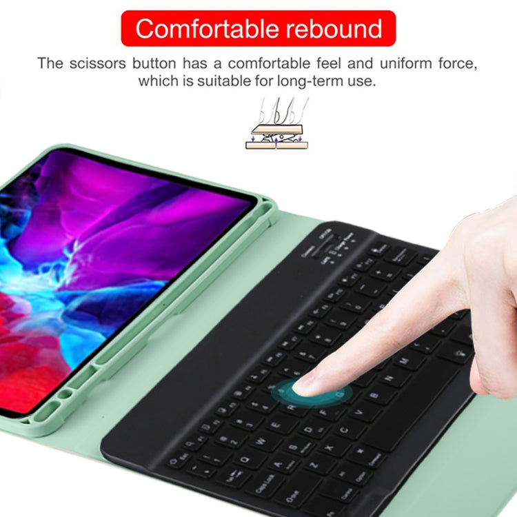 TG11BS Detachable Bluetooth Black Keyboard + Microfiber Leather Tablet Case for iPad Pro 11 inch (2020), with Backlight & Pen Slot & Holder(Green) - For iPad Pro by buy2fix | Online Shopping UK | buy2fix