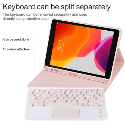 TG-102BC Detachable Bluetooth Pink Keyboard + Microfiber Leather Tablet Case for iPad 10.2 inch / iPad Air (2019), with Touch Pad & Pen Slot & Holder(Pink) - For iPad Air by buy2fix | Online Shopping UK | buy2fix