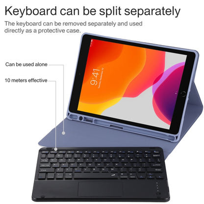 TG-102BC Detachable Bluetooth Black Keyboard + Microfiber Leather Tablet Case for iPad 10.2 inch / iPad Air (2019), with Touch Pad & Pen Slot & Holder(Purple) - For iPad Air by buy2fix | Online Shopping UK | buy2fix