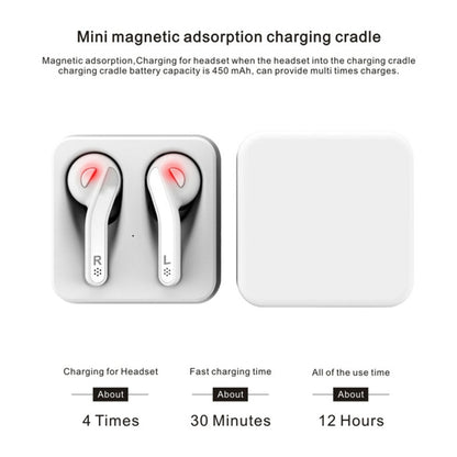 T-88 TWS Bluetooth V5.0 Wireless Stereo Earphones with Magnetic Charging Box(White) - TWS Earphone by buy2fix | Online Shopping UK | buy2fix