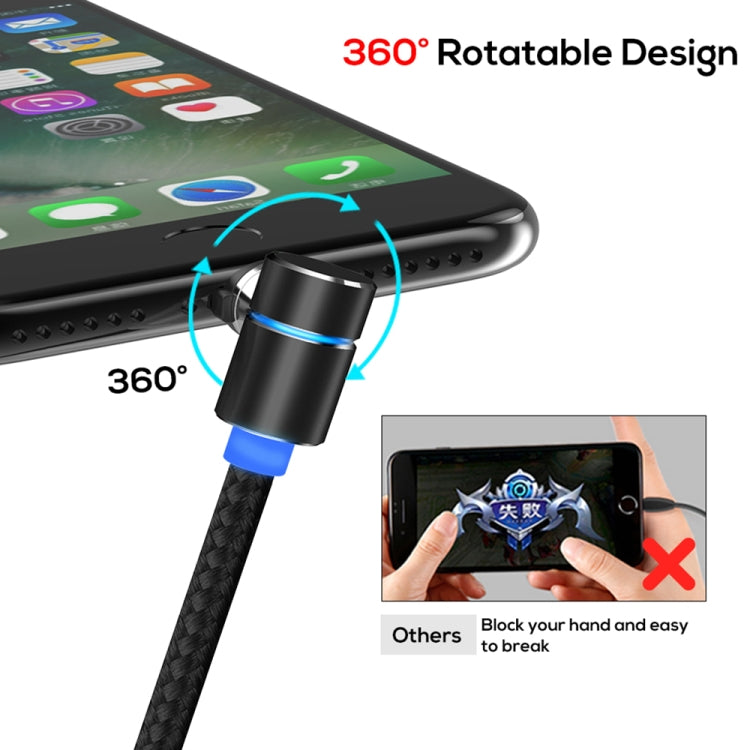 TOPK AM30 1m 2.4A Max USB to 8 Pin 90 Degree Elbow Magnetic Charging Cable with LED Indicator(Black) - Charging Cable & Head by TOPK | Online Shopping UK | buy2fix