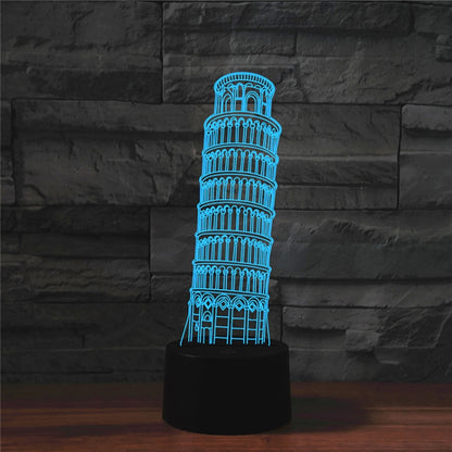Paris Leaning Tower Shape 3D Colorful LED Vision Light Table Lamp, 16 Colors Remote Control Version - Novelty Lighting by buy2fix | Online Shopping UK | buy2fix