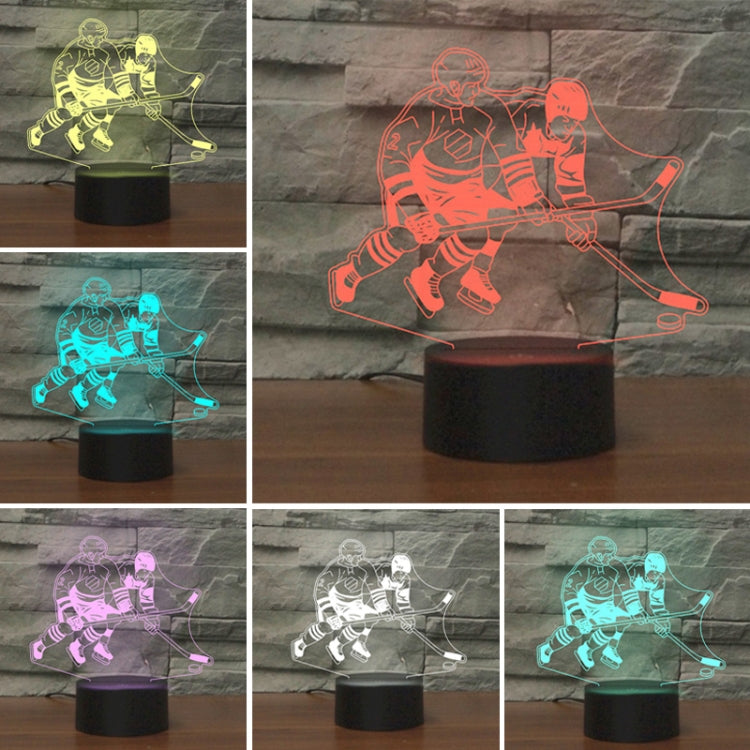 Playing Ice Hockey Shape 3D Colorful LED Vision Light Table Lamp, Crack Remote Control Version - Novelty Lighting by buy2fix | Online Shopping UK | buy2fix