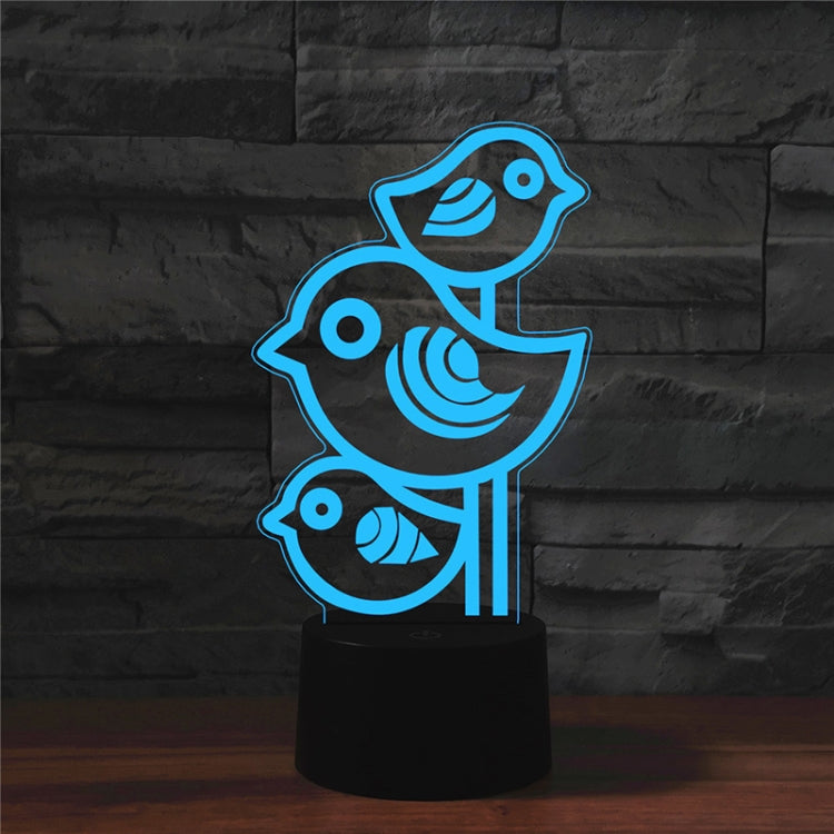 Three Birds Shape 3D Colorful LED Vision Light Table Lamp, Crack Remote Control Version - Novelty Lighting by buy2fix | Online Shopping UK | buy2fix