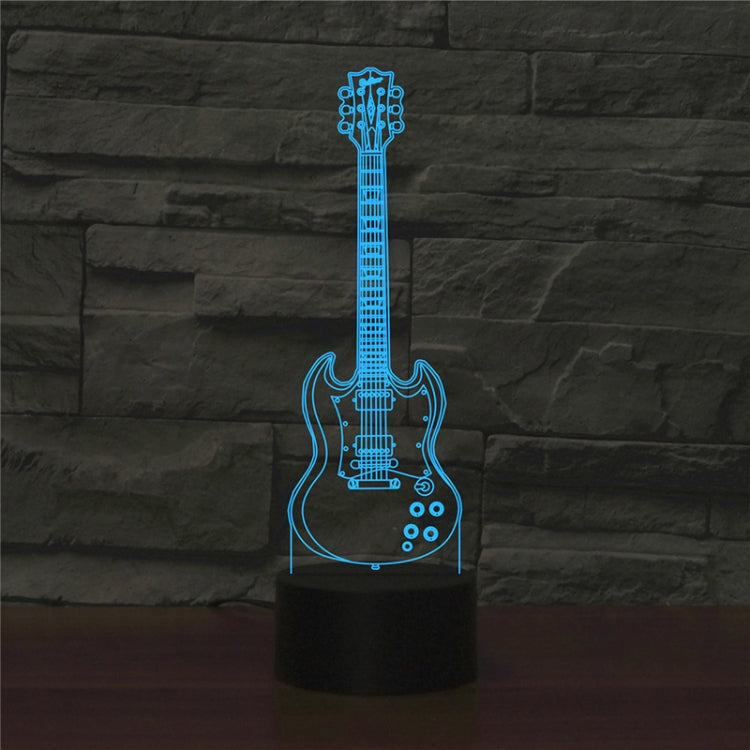 Five-string Guitar Shape 3D Colorful LED Vision Light Table Lamp, USB Touch Version - Novelty Lighting by buy2fix | Online Shopping UK | buy2fix
