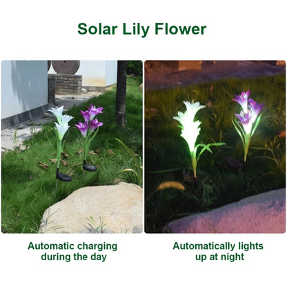 Simulated Lily Flower 4 Heads Solar Powered Outdoor IP55 Waterproof LED Decorative Lawn Lamp, Colorful Light (Blue) - Solar Lights by buy2fix | Online Shopping UK | buy2fix