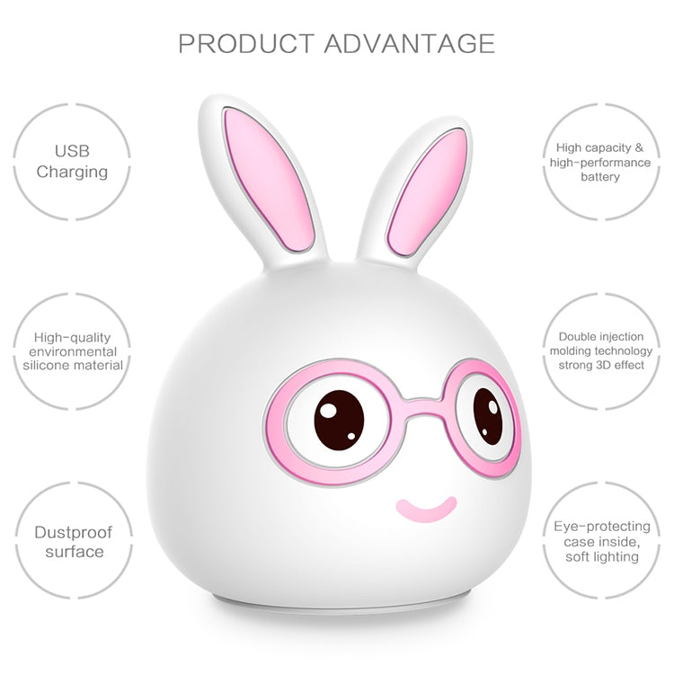 Smiling Rabbit Creative Touch 3D LED Decorative Night Light, USB Charging Version (Pink) - Night Lights by buy2fix | Online Shopping UK | buy2fix